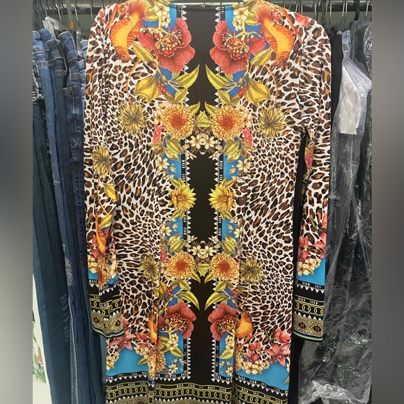 Hale Bob colorful A-line dress with chain link design neckline and cuffs 💃 - Picture 6 of 14